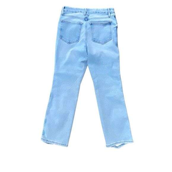 GOOD AMERICAN Good Classic Straight Leg Jeans Light Blue Distressed Size 10/30 - Picture 3 of 6